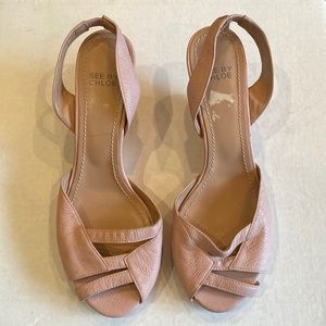 See by Chloe open toe platform mules pink
